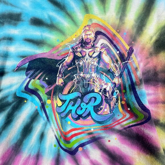 Marvel Thor: Love And Thunder Vintage Distressed Tie-Dye T-Shirt Men's XL - Picture 6 of 8